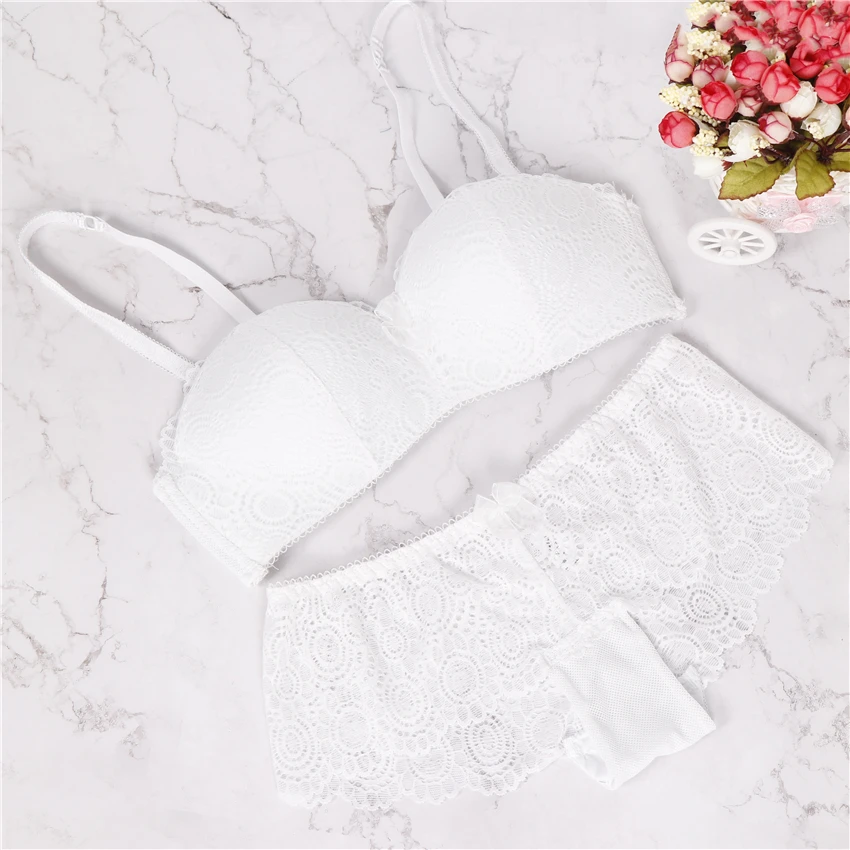 
floral embroidery bra set sexy girl push up underwear set women panties set 