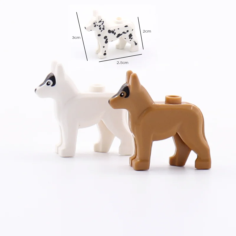 MOC Bricks German Shepherd Dog Animal Mini Dog Figure mini fig  Dog Leash Army Soldier Parts Accessories Bricks Toys