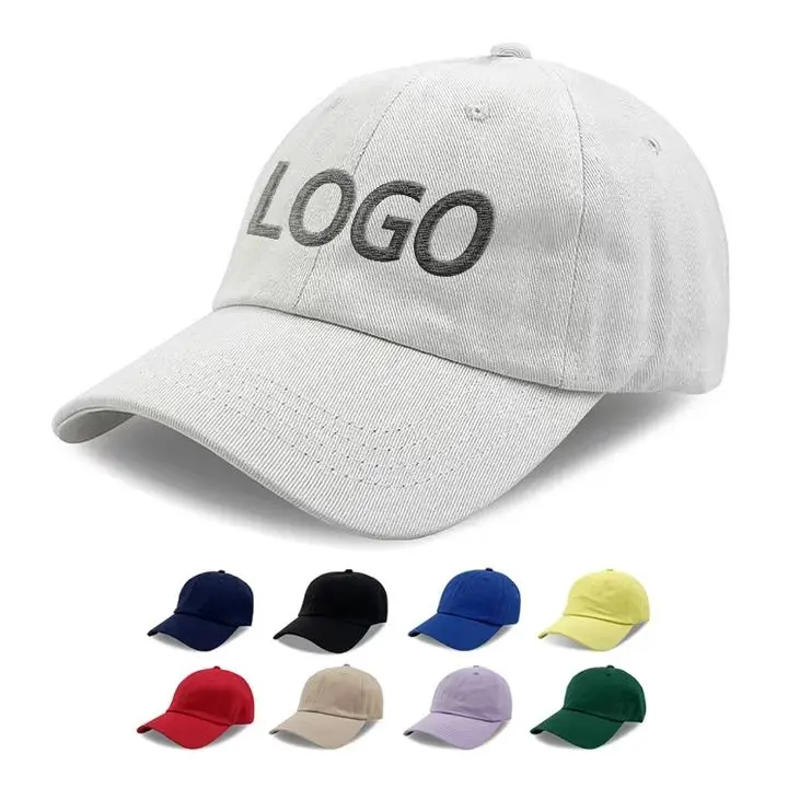 Wholesale Custom Embroidery Logo 6 Panel Unstructured Baseball Cap Soft Top Golf Solid Color Dad Hat Cotton Sport Baseball Hat