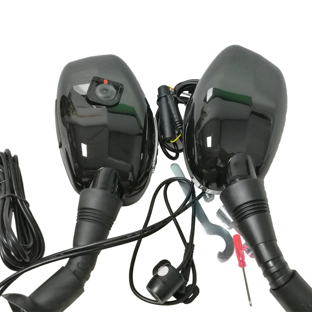 Motorcycle dash camera dual lens 2 channel  front and rear view mini hidden mirror dvr without WIFI