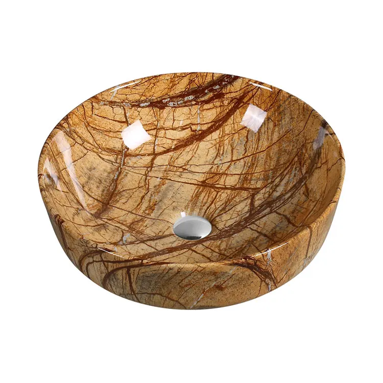 low price chinese lavatory art basin brown wash basin ceramic bath round marble art basin sink