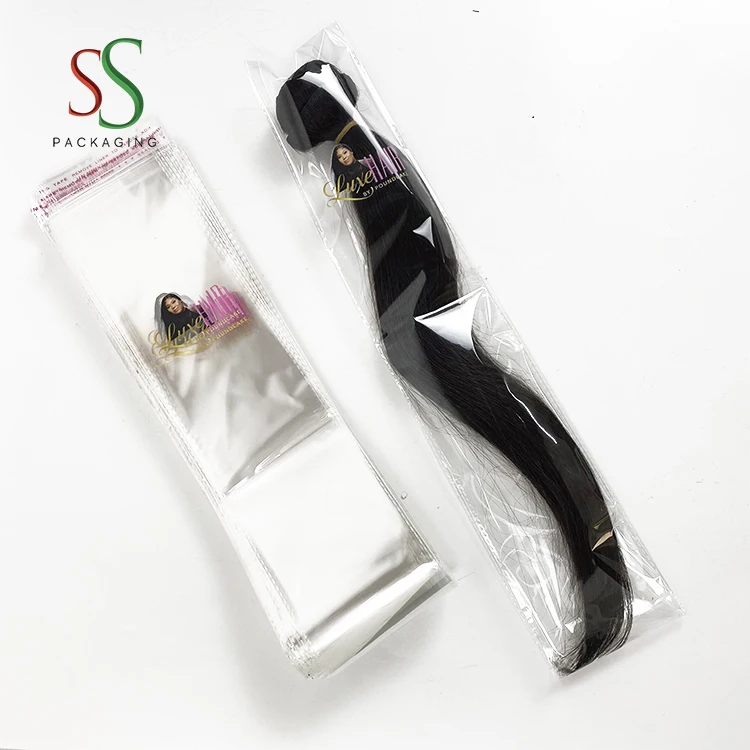 hot selling transparent hair extension BAG logo wig plastic wig bags