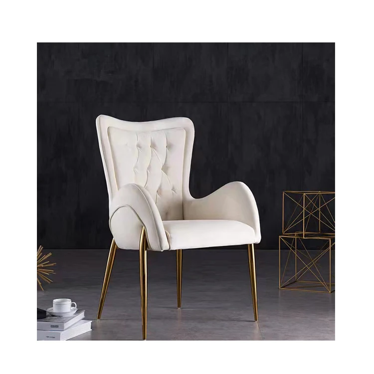 Modern luxury hotel furniture velvet dinning accent chairs with gold