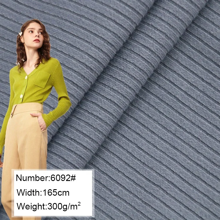 Pit Rib Fabric for Cardigan Wholesale 95%polyester 5%spandex Rib Knit 300gsm 32 Stretch Fabric Spandex Fabric Plain Dyed 165cm