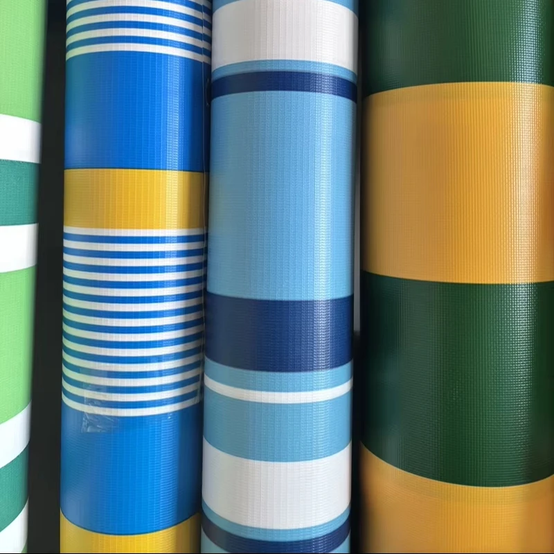 Hot Sale Waterproof customized high quality pvc stripe tarpaulin Resistant stripe pvc Tarpaulin