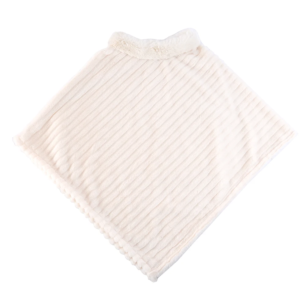 
New style scarf European and American ladies faux rabbit fur cloak with fur collar winter warmth striped shawl women 