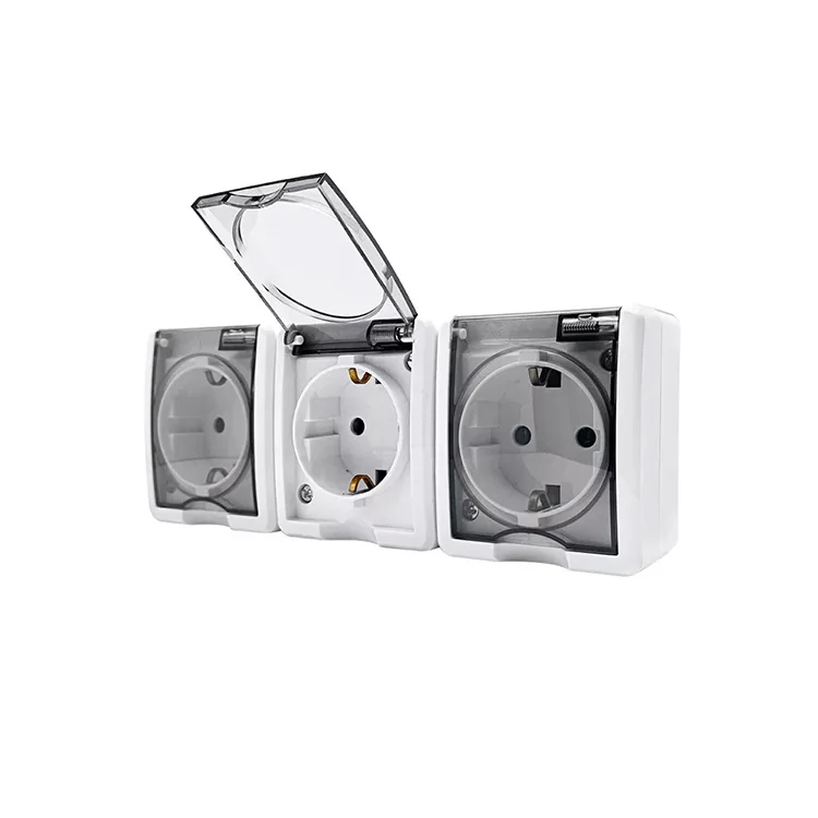 2021 Best Sale Twin Schuko Power Outlet With Shutter Newest and affordable waterproof wall sockets with CE Certification