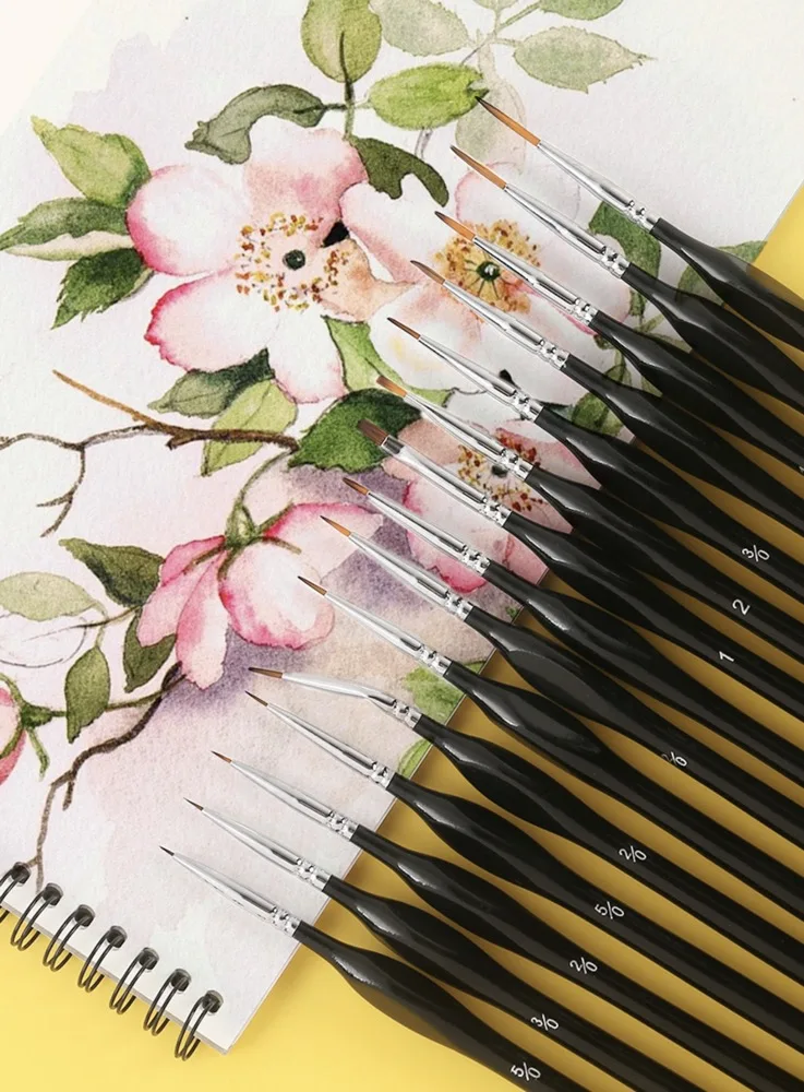 Detail Paint Brushes Set, 15pcs Miniature Brushes for Fine Detailing & Art Painting - Acrylic, Oil, Watercolors 40k