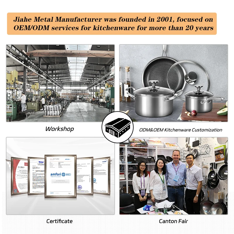 New Design Three-Layer Nonstick Stainless Steel Wok Pan with Lids Honeycomb Cooking Frying Pan for Hotels