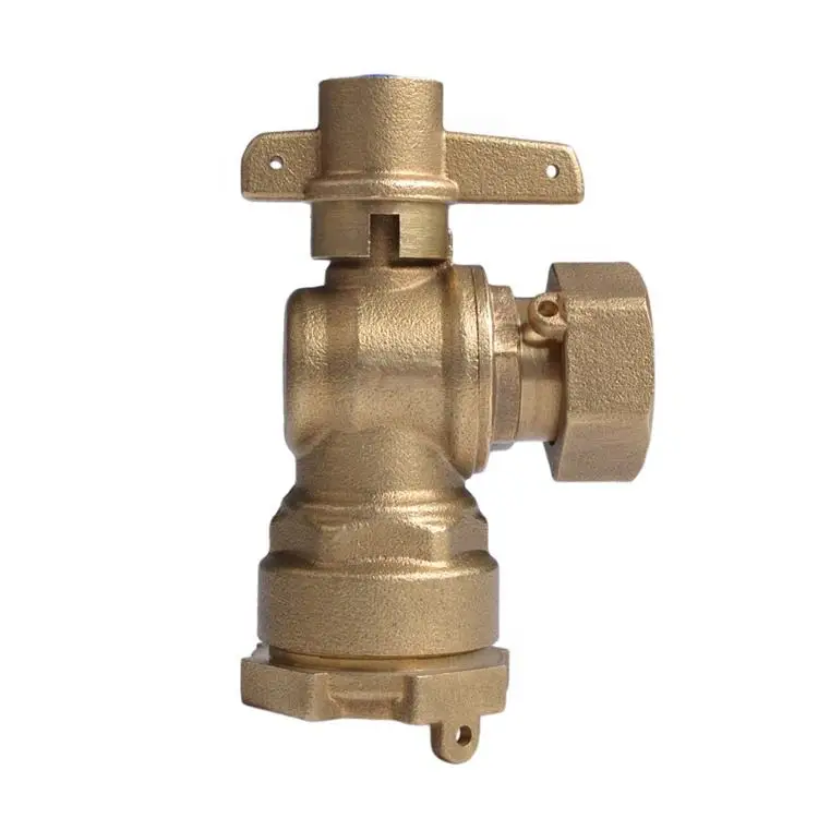 DN15 DN20 22mm Cw617n Brass Lockable Water Meter Ball Valve Right Angle Lockable