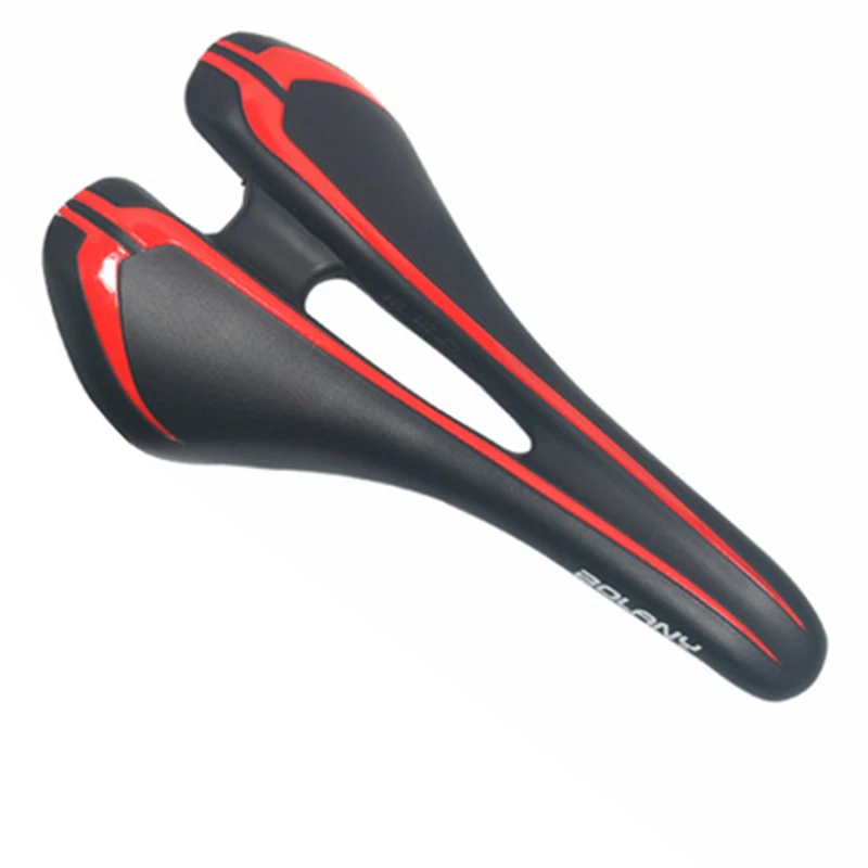 
BOLANY Breathable Light Road Bicycle Saddle Leather Red Front Seat Mat Bike Seat Comfortable MTB Cycling Saddle Seat 
