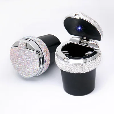 
2020 new vehicle-mounted ashtray creative vehicle diamond-mounted ashtray with Led lamp diamond-mounted ashtray 
