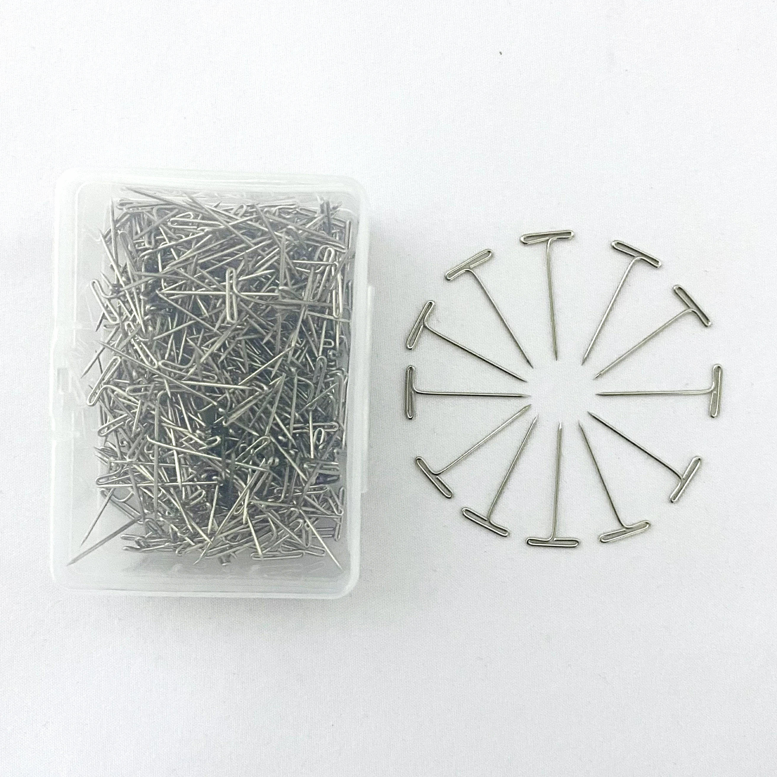 ML 500pcs/box 27mm T Shape Needle Wig T Pins Needles for Wig Hold On Canvas Block Head Wig Toupee Making Hair Weaving Tools