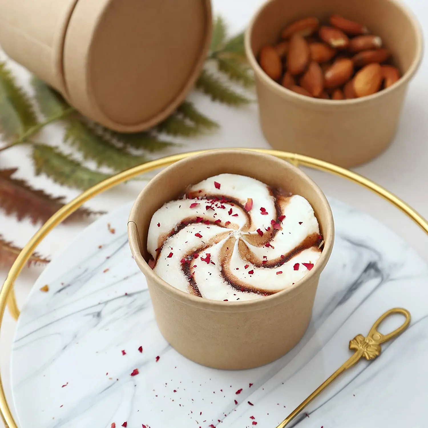 ODM/OEM Embalaje De Alimentos Round Brown Biodegradable Eco-Friendly Take Out Salad Fast kraft Paper Soup Cup Bowl