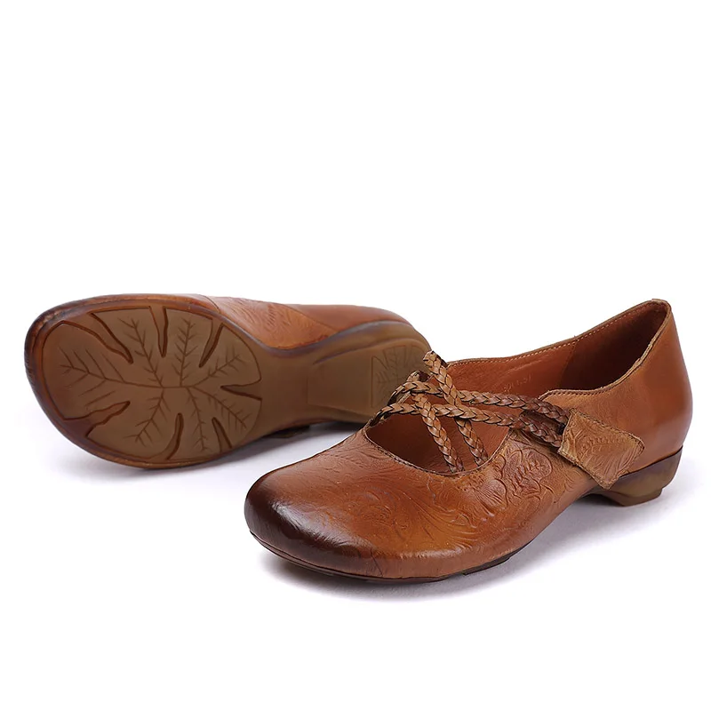 2019 Autumn Female Shoes Sandals Hook And Loop Ladies Leather Shoes