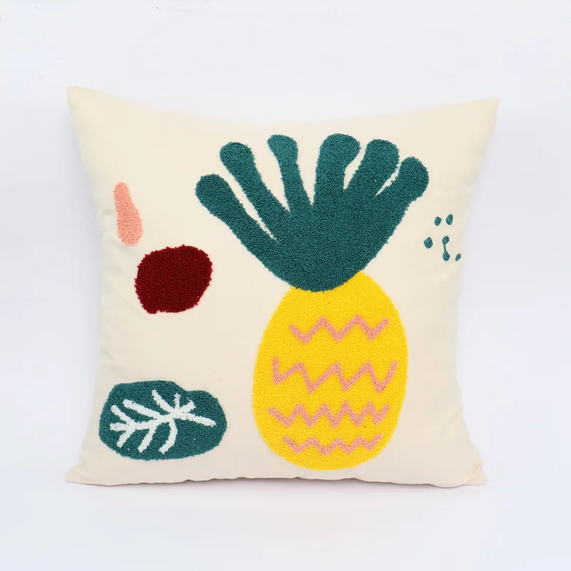 
hot sale moroccan tufted velvet cushion covers decorative Pineapple pattern embroidery cushion cover 