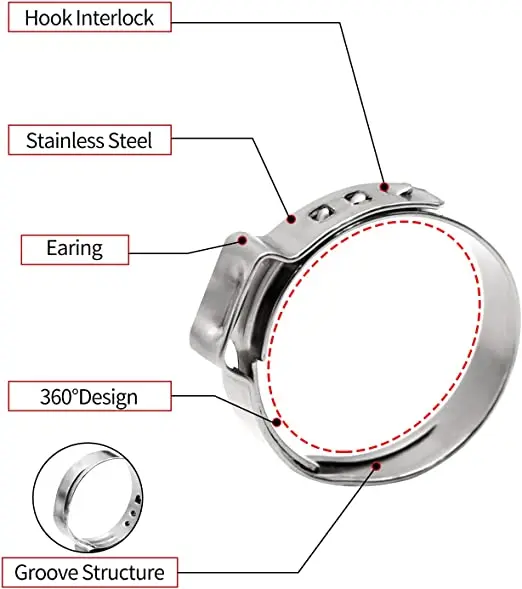 Зажимы для шланга 1/4-15/16 дюйма, из нержавеющей стали 304, 90 шт.
