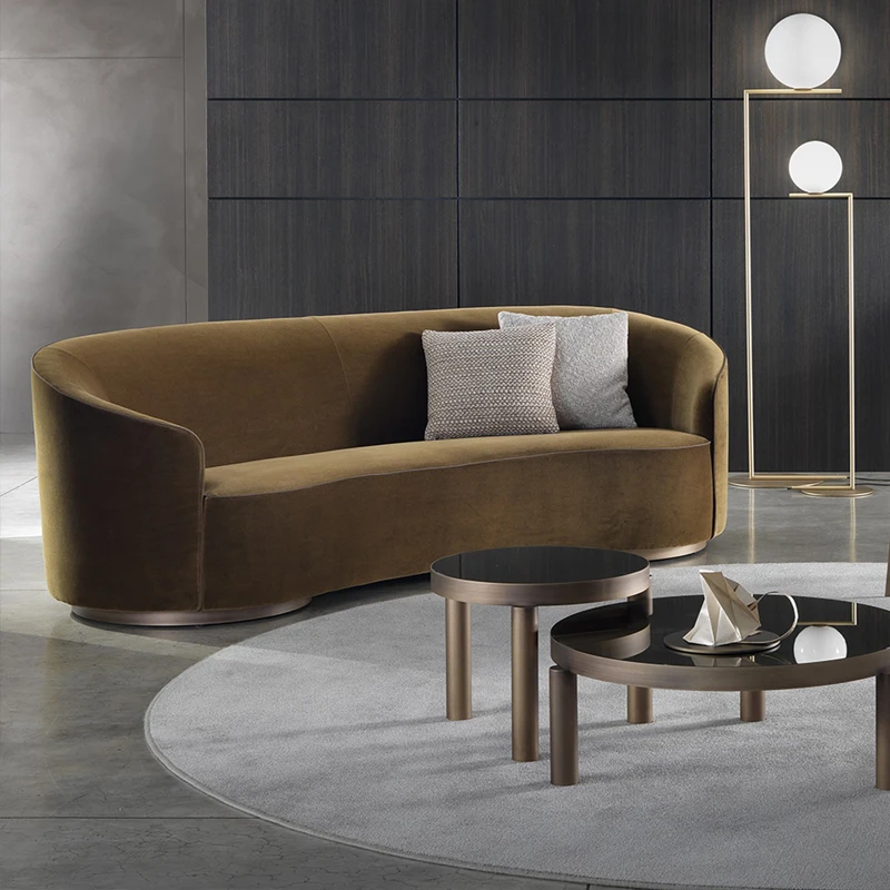 Modern Nordic velvet Sofa Curved Sofa Couch Living Room Home Office Upholstery Fabric Half Round Circle Sofa