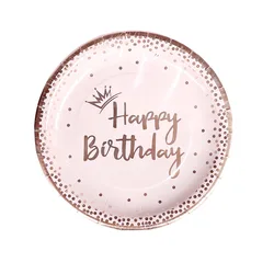 Wholesale Cross-border Monopoly New Rose Gold Girl Birthday Party 20 Pack Paper Cup Paper Plate Tissue Set