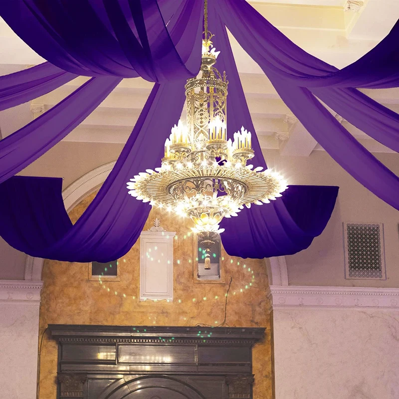 Premium Navy Blue Chiffon Tulle Ceiling Drapes for Weddings and Various Events Modern Style for Hotels and Hospitals