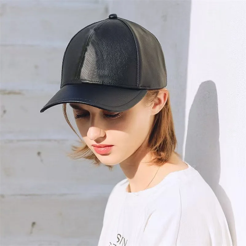 High Quality Genuine Leather Baseball Cap Men Solid Outdoor Casual Snapback Caps Hip Hop Bone Masculino Trucker Hats