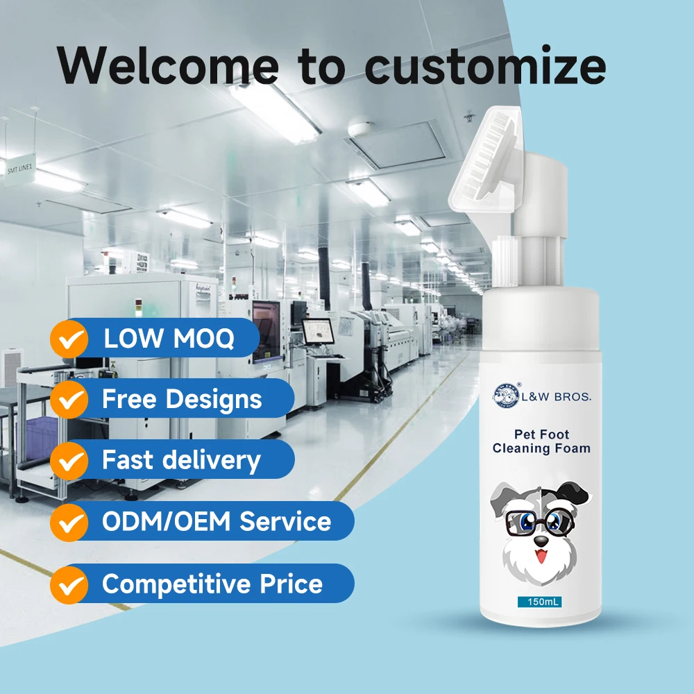 Pet Paw Cleaning Foam Shampoo For Dogs Cats Portable Dry Waterless Paw Cleaner Foam Shampoo With Silicone Brush