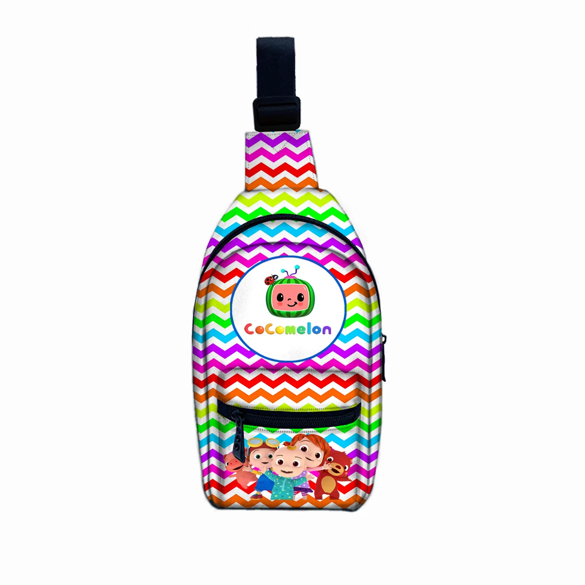 Bolsa de pecho cocomelon design print lightweight sling bag crossbody custom shoulder strap adjustable sling bag chest bag