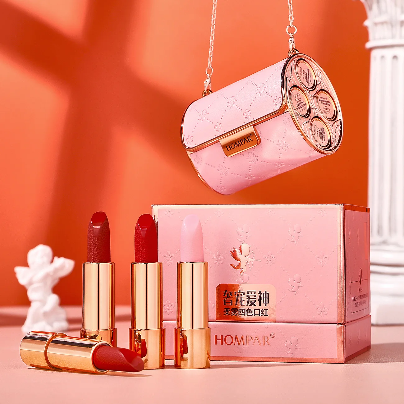 link bag lipstick kit 4 colors / set luxury velvet matte lipstick popular colors lips makeup chain handbag lipsticks