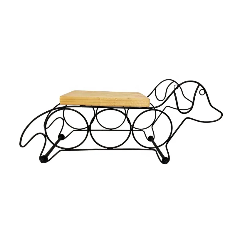 High Quality Room Ornaments Wooden Dog Wine Bottle Holder Rack Home Furniture Modern Kitchen Decoration Solid Wood Accept