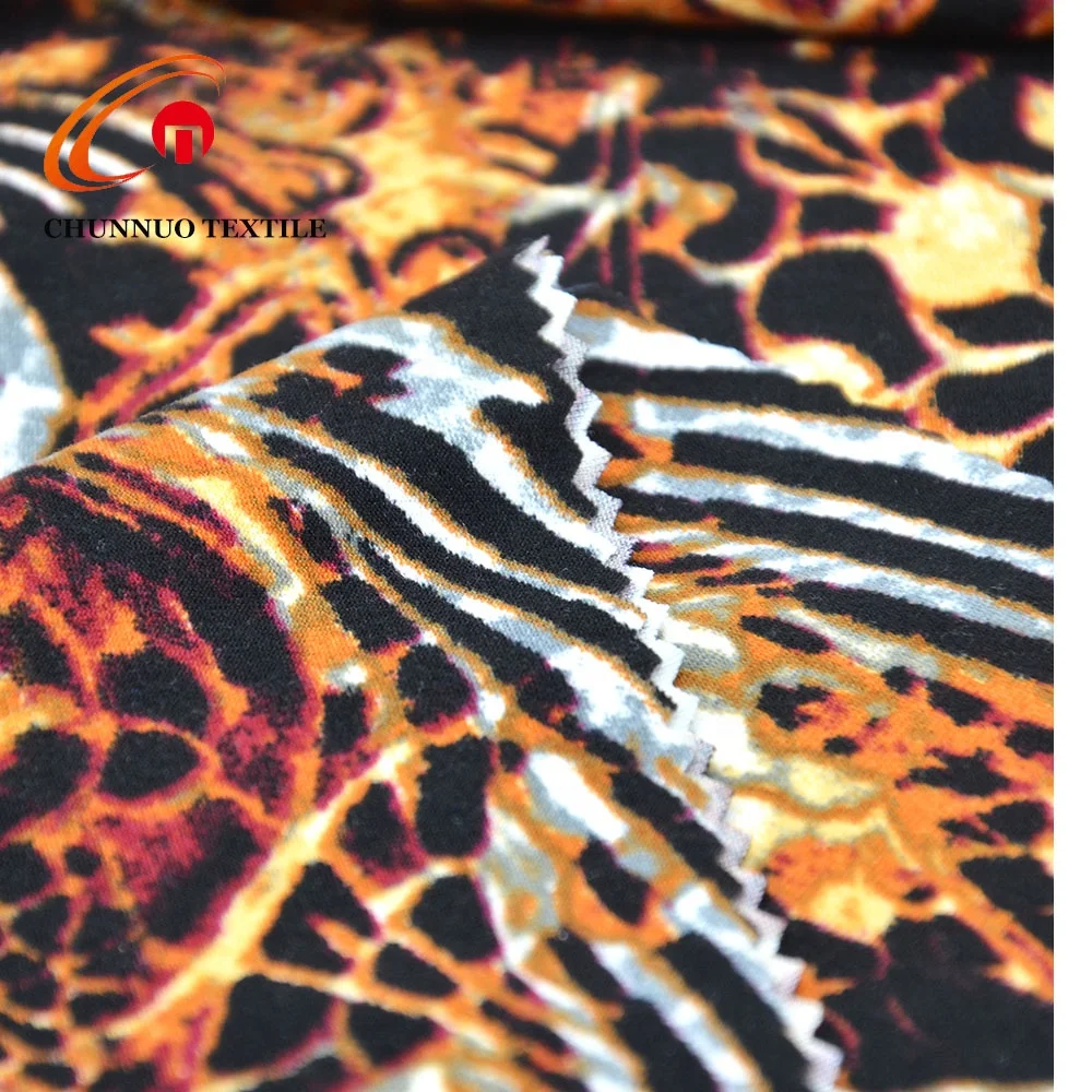 Chunnuo Textile Leopard Printing DTY Brushed Lycra Fabric