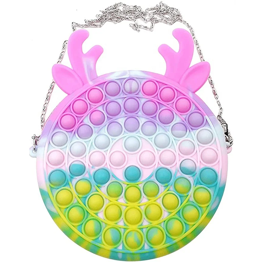 Pop Purse Fidget Toys Pop Shoulder Bag Push Popper Bubble Fidget Sensory Toy Purse Crossbody Bag for Kids Girls Adult