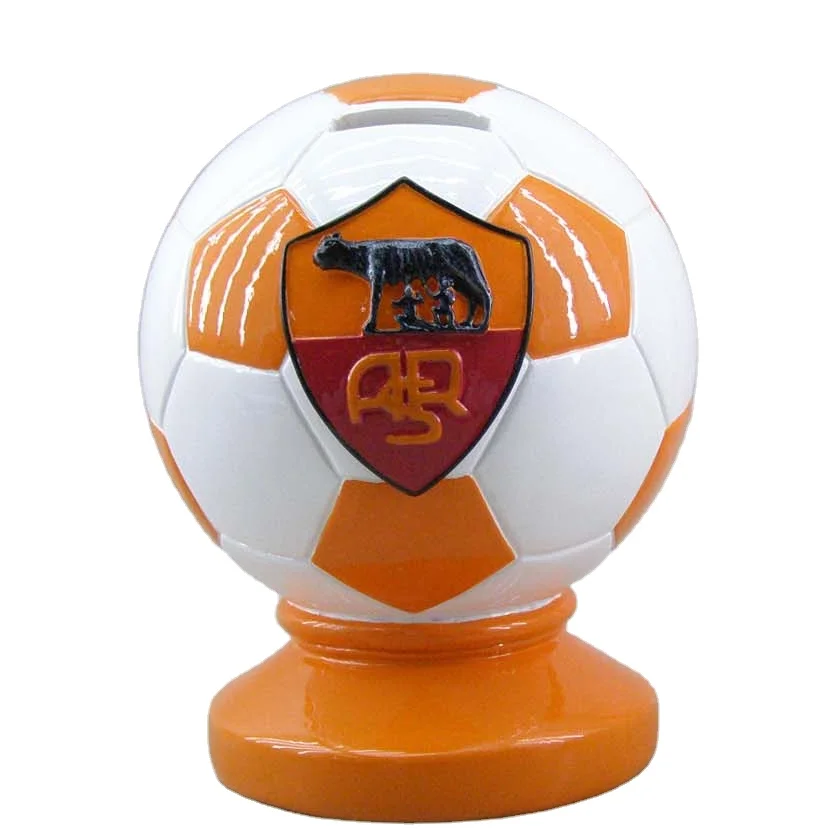 Custom logo Piggy Bank Sports Souvenir Saving Box Football Shape Resin Money Bank for Promotion Gifts