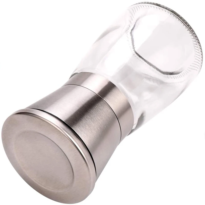  Salt and Pepper Grinder Mill Set Shakers Brushed Stainless Steel Glass