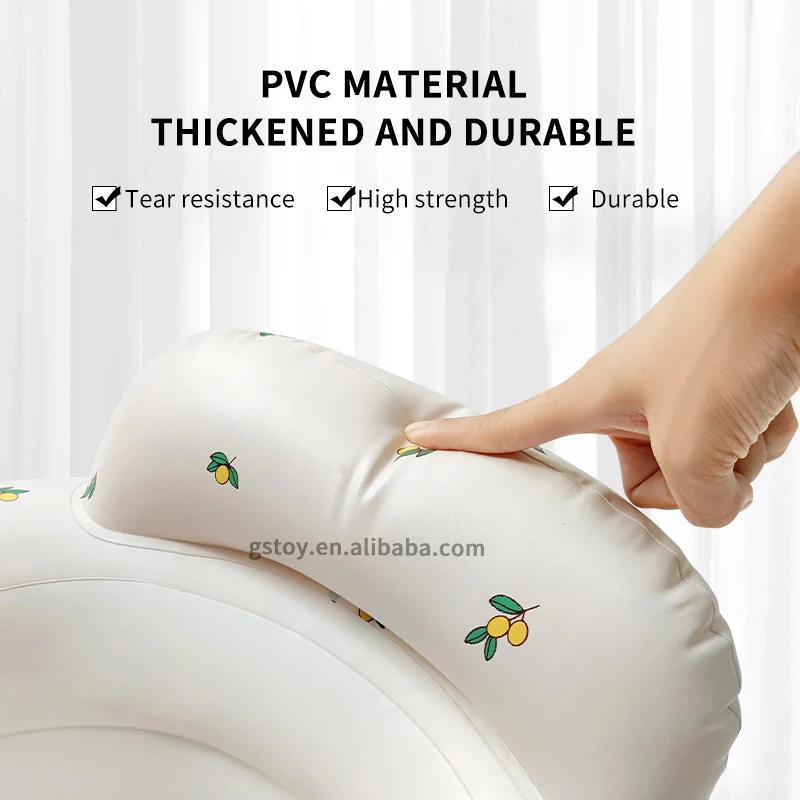 Small chassis olive kids learning support seat PVC toddler feeding chair  inflatable baby sofa