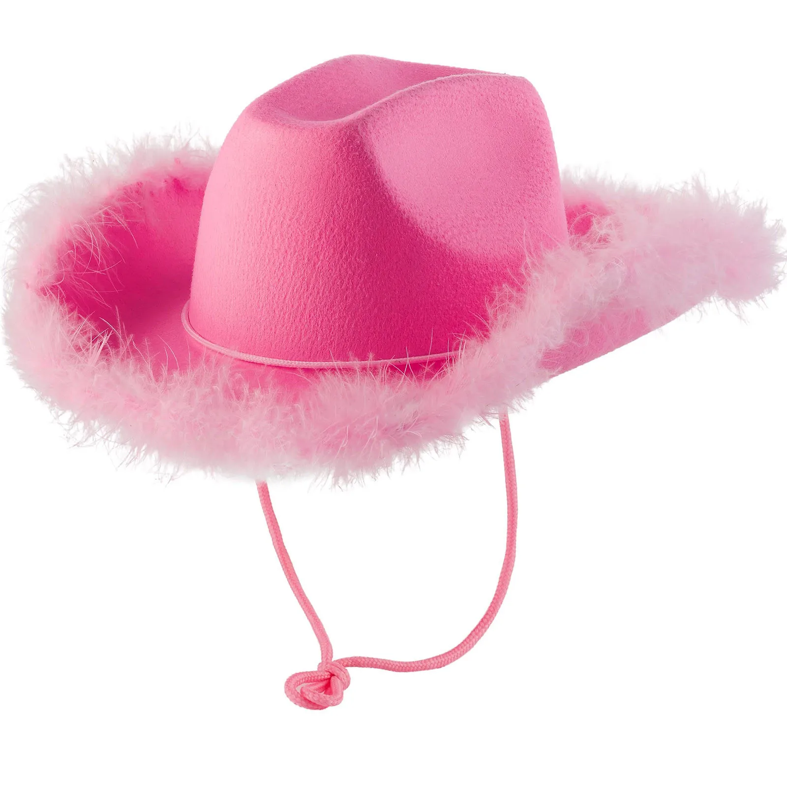 Wholesale western style party feather pink cowgirl hat women felt cowboy hats