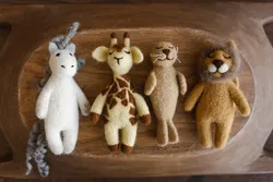 Newborn Felted Animal Toy Lion Giraffe Horse Felt Animals For Kids Toy