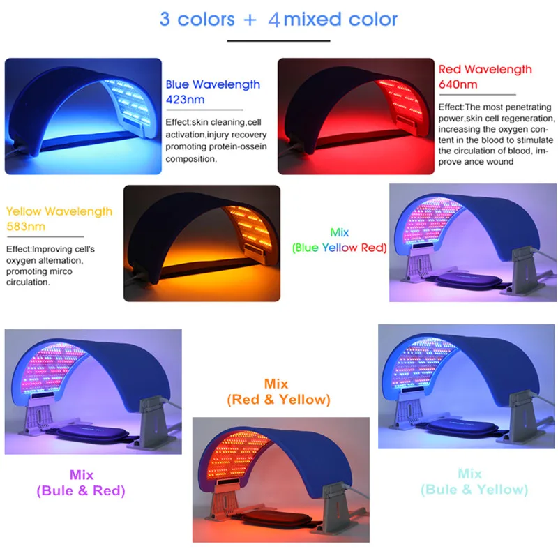 7 видов цветов светодиодный Фотон Маска для фототерапии EMS PDT лампа красота машина для обработки кожи акне для удаления морщин омоложение кожи