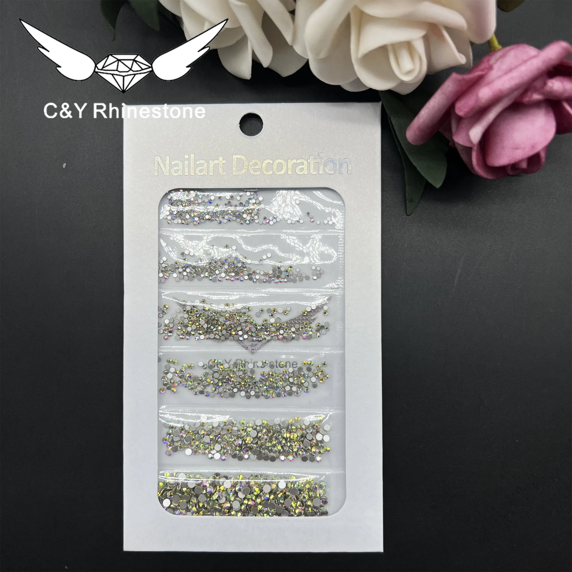 CY Mix Rhinestones For Nails Glass Rhinestones Flat Back Non Hotfix Nail Art Rhinestones Wholesale