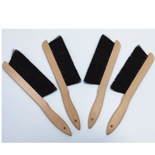 Customized Natural Beech Wood One Row Black Horse Hair Dusting Brush Drafting Brush
