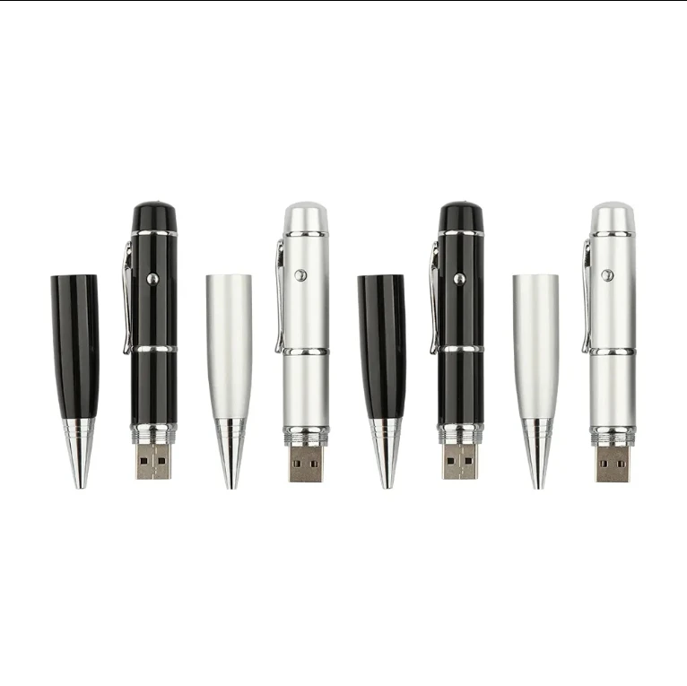 Business Corporate Gifts 8GB 16GB 32GB 64GB Classy Metal Pen Shape Drive Usb Flash with led light  2.0 Memory U Disk Custom Logo