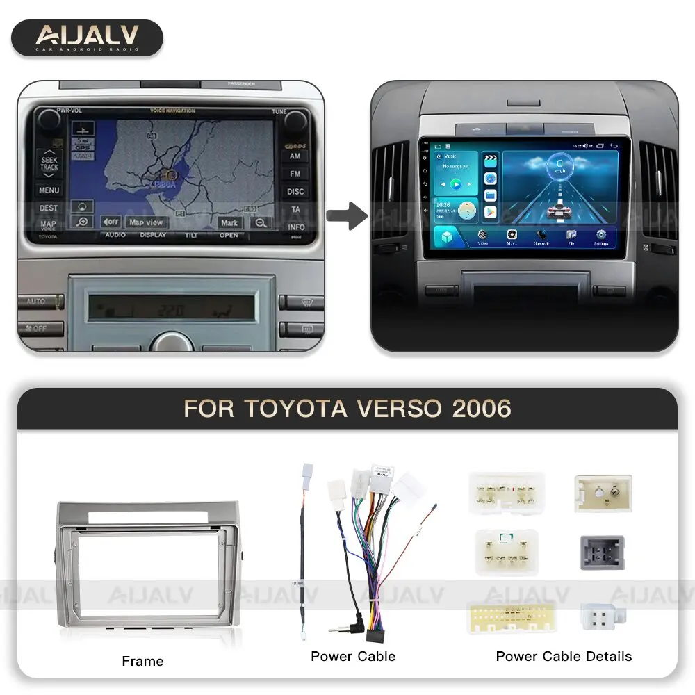 Aijia 9 дюймов 2din Автомобильная аудиорамка для TOYOTA VERSO EZ 2006-2015 пластиковые аксессуары интерьера автомобиля dvd плеер рамка экранная панель