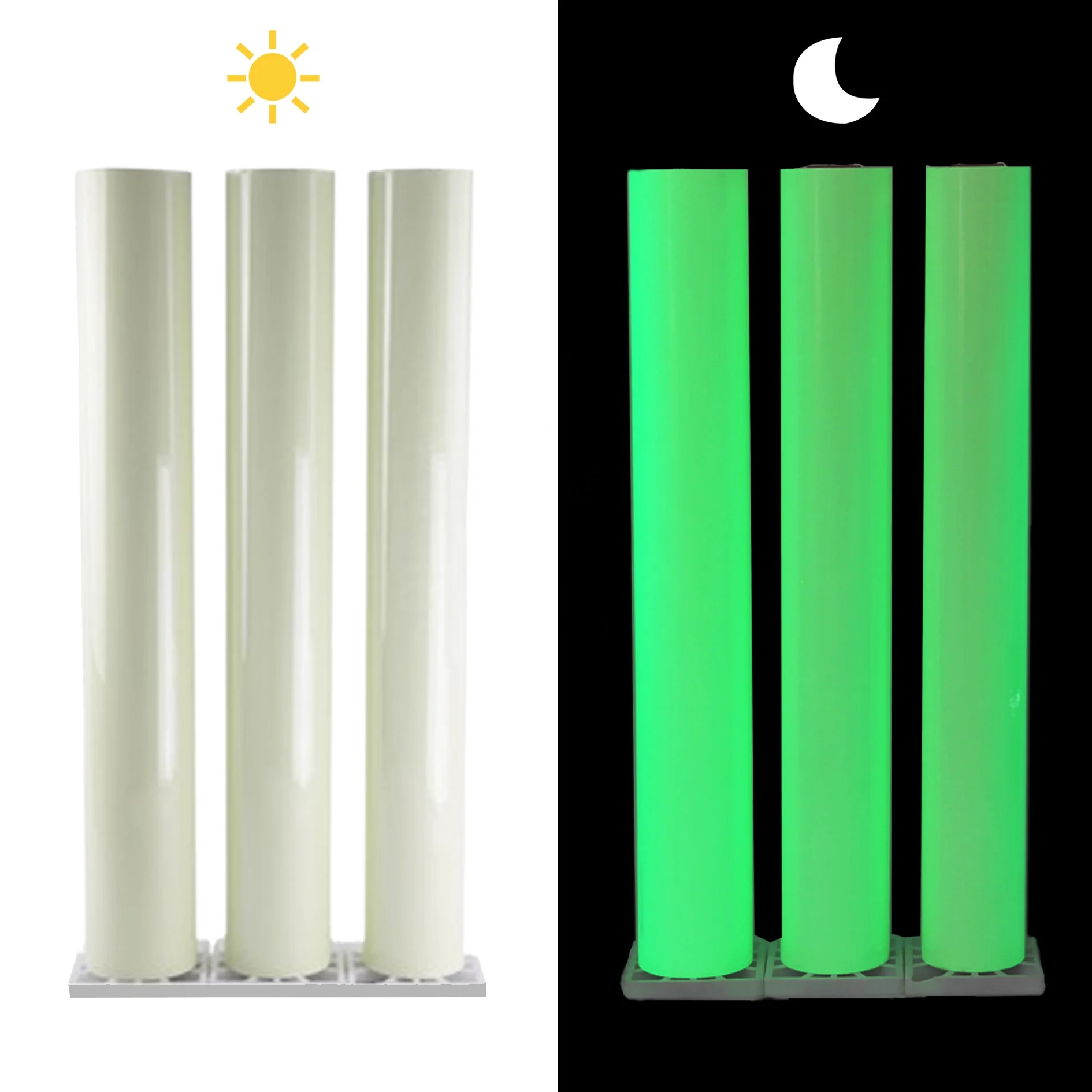 PVC PET PMMA 2-8 Hours Self Adhesive Glow In Dark reflective vinyl Tape Sticker Photoluminescent Vinyl Film