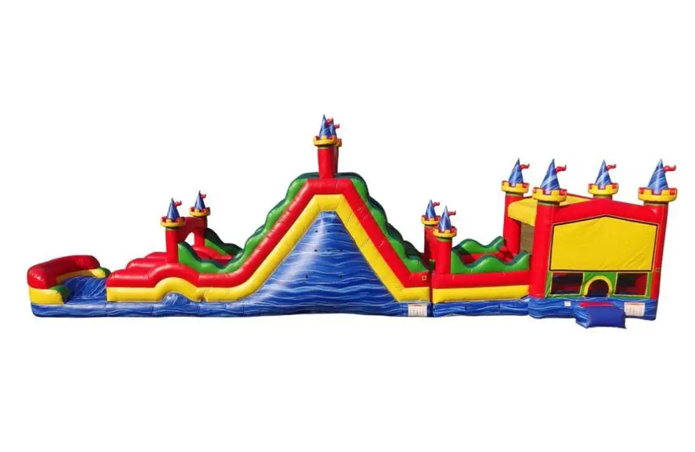 
Factory price Hot sale 75 ft Circus obstacle with Dual lane roller coaster slide obstacle course for kids 