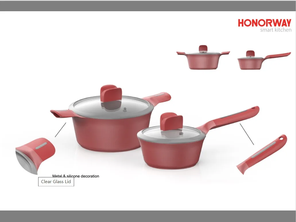 Die Cast Casserol Pots and Pans Cookware Aluminum Set Cook Pot Set Forged Round Cooker Set