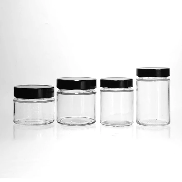 1000 Ml 300ml Food Container Squat Round Square Chilli Glass Jars With Metal Lids