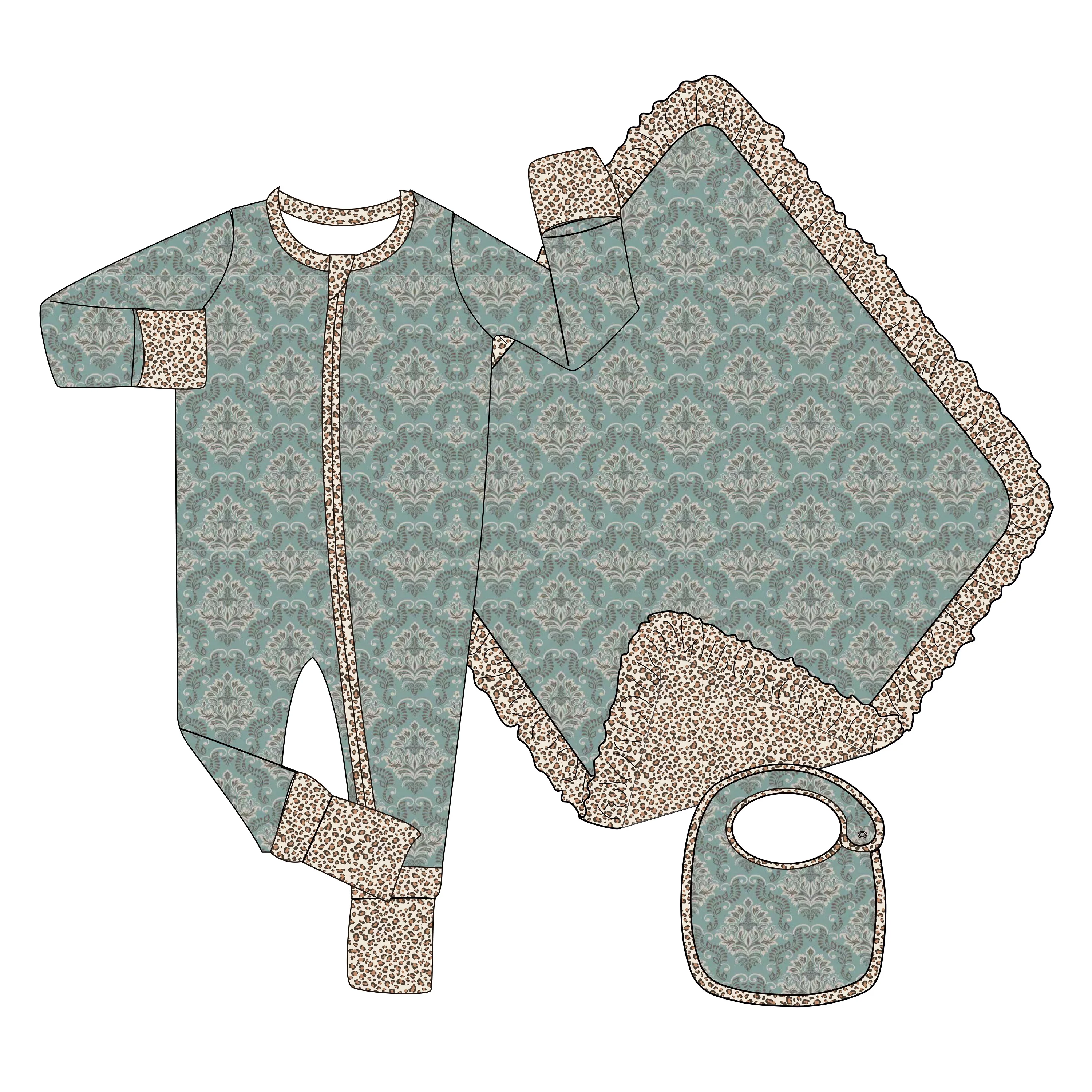 Wholesale Mixed New Born Cute Long Sleeve Zipper Pajamas Spring Cotton Infant Baby Boys Girls Stock Lots  Rompers