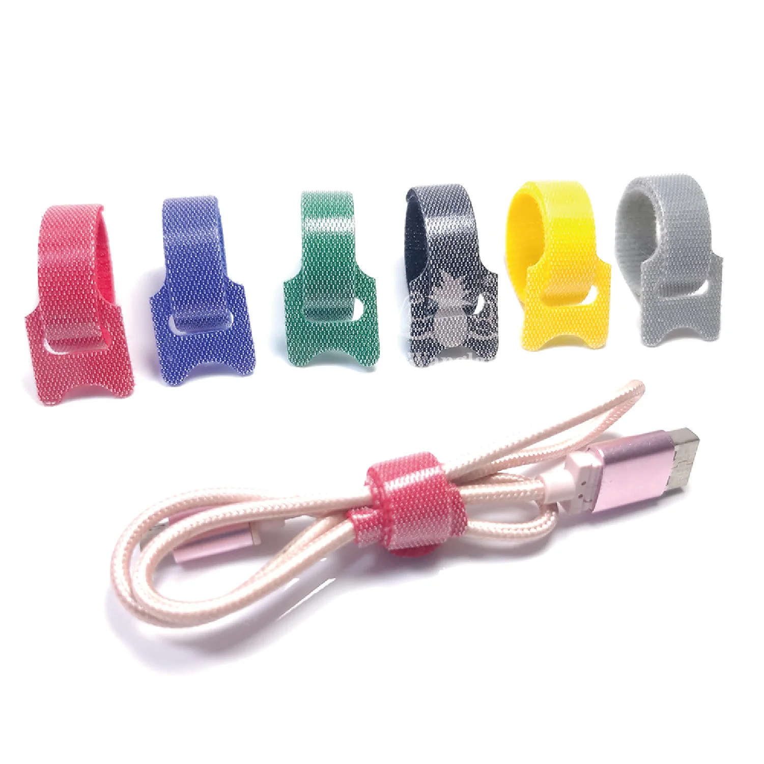 Colorful Hook And Loop Cable Tie Strap Flexible Automatic Double Side Reusable Carry Self Gripping Cinch