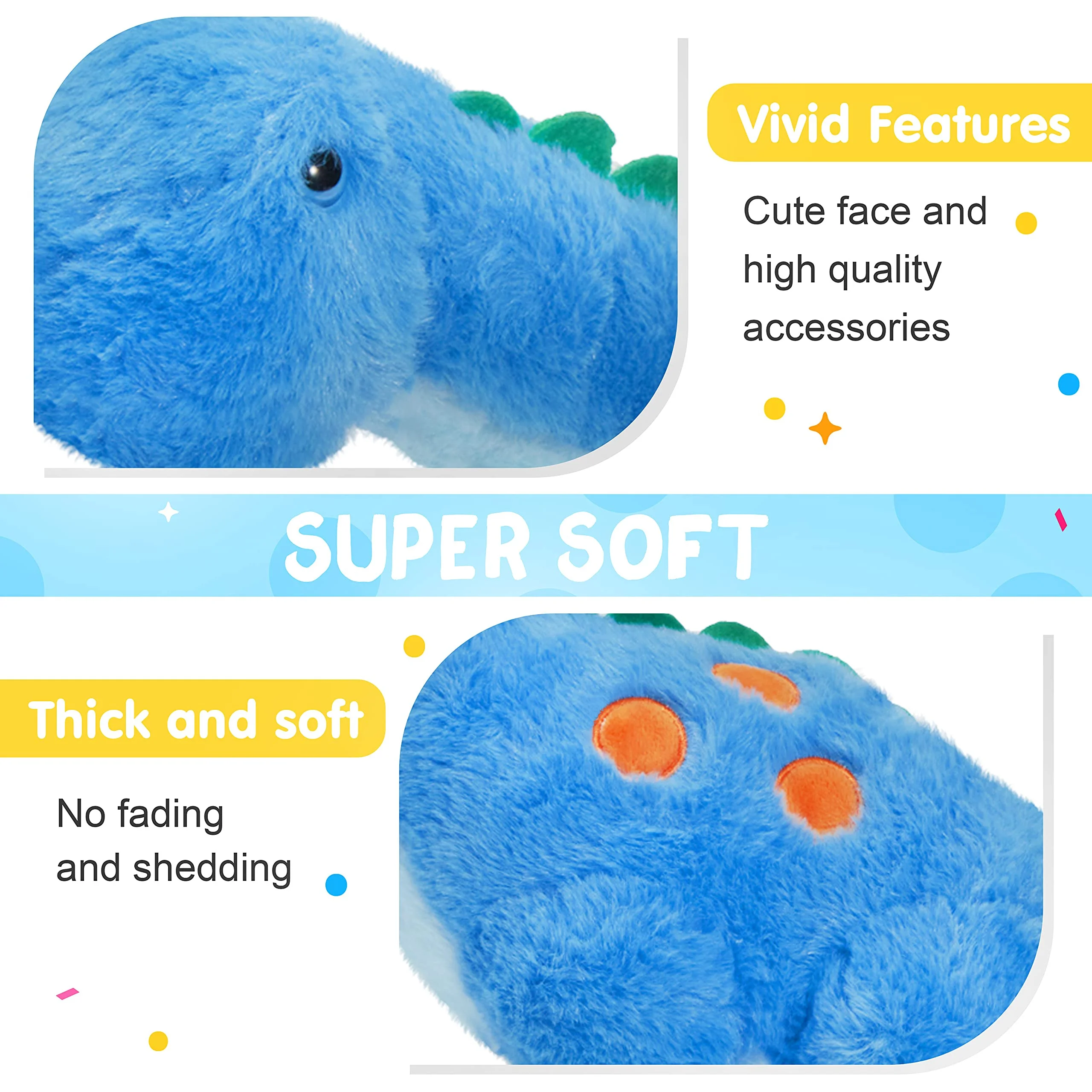 Houwsbaby Light up Dinosaur Diplodocus Stuffed Animal Floppy LED Plush Toy Night Lights Glow Pillow Long Neck Birthday Gifts