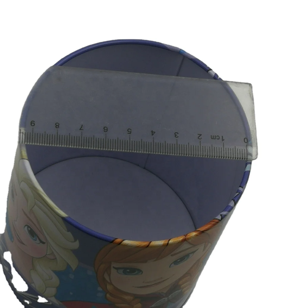 kids round  cartoon tin metal container pen holder tin metal pencil case metal tin pen container