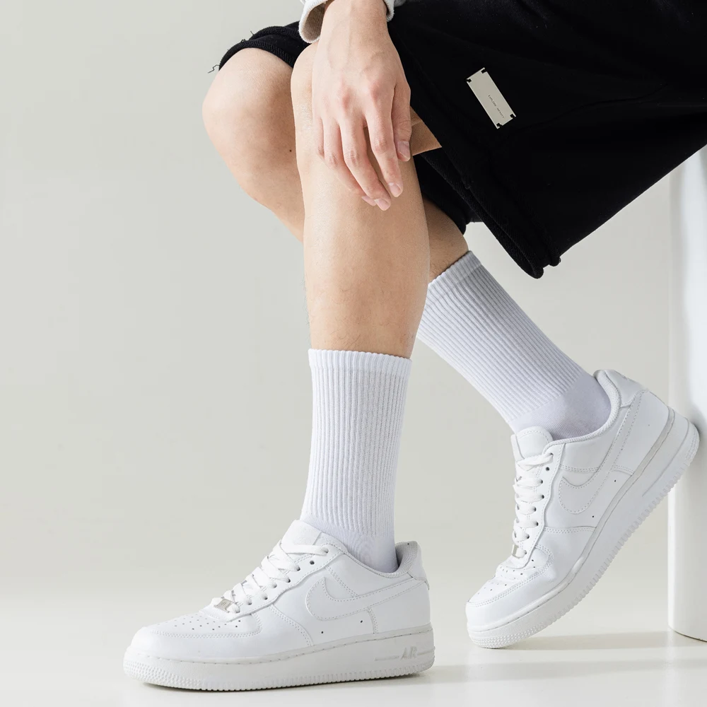 Wholesale thicken lengthen custom men socks business sports cotton pure tube socks extra large size feet crew socks